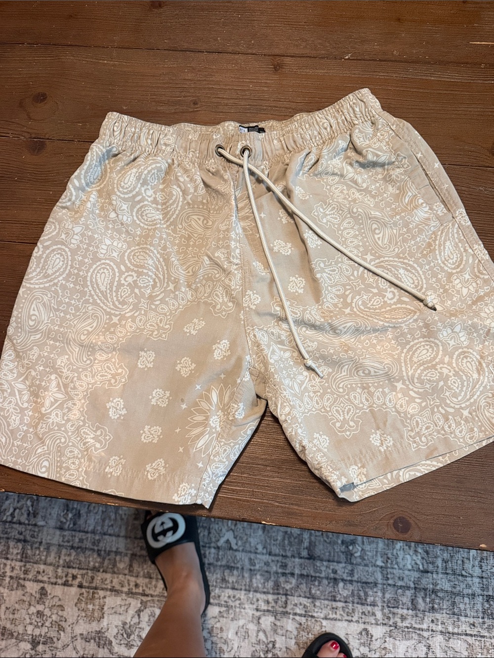 RVCA Beige Paisley Swim Shorts